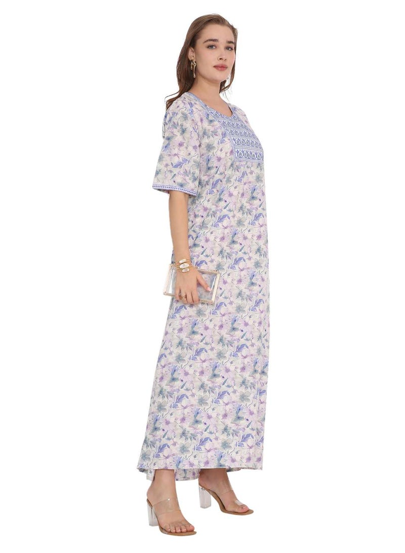 HANA & SARA BEAUTIFUL PRINTED LONG ARABIC KAFTAN FARASHA JALABIYA DRESSES  - Image 5