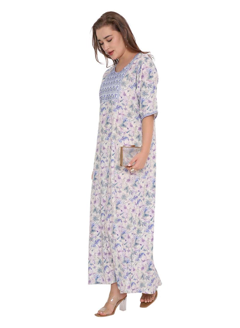 HANA & SARA BEAUTIFUL PRINTED LONG ARABIC KAFTAN FARASHA JALABIYA DRESSES  - Image 4