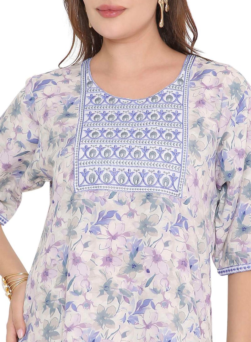 HANA & SARA BEAUTIFUL PRINTED LONG ARABIC KAFTAN FARASHA JALABIYA DRESSES  - Image 3