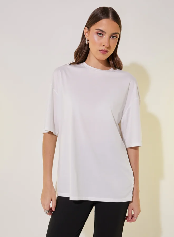Take Two Slogan Print Round Neck T-Shirt and Pants Co-Ords