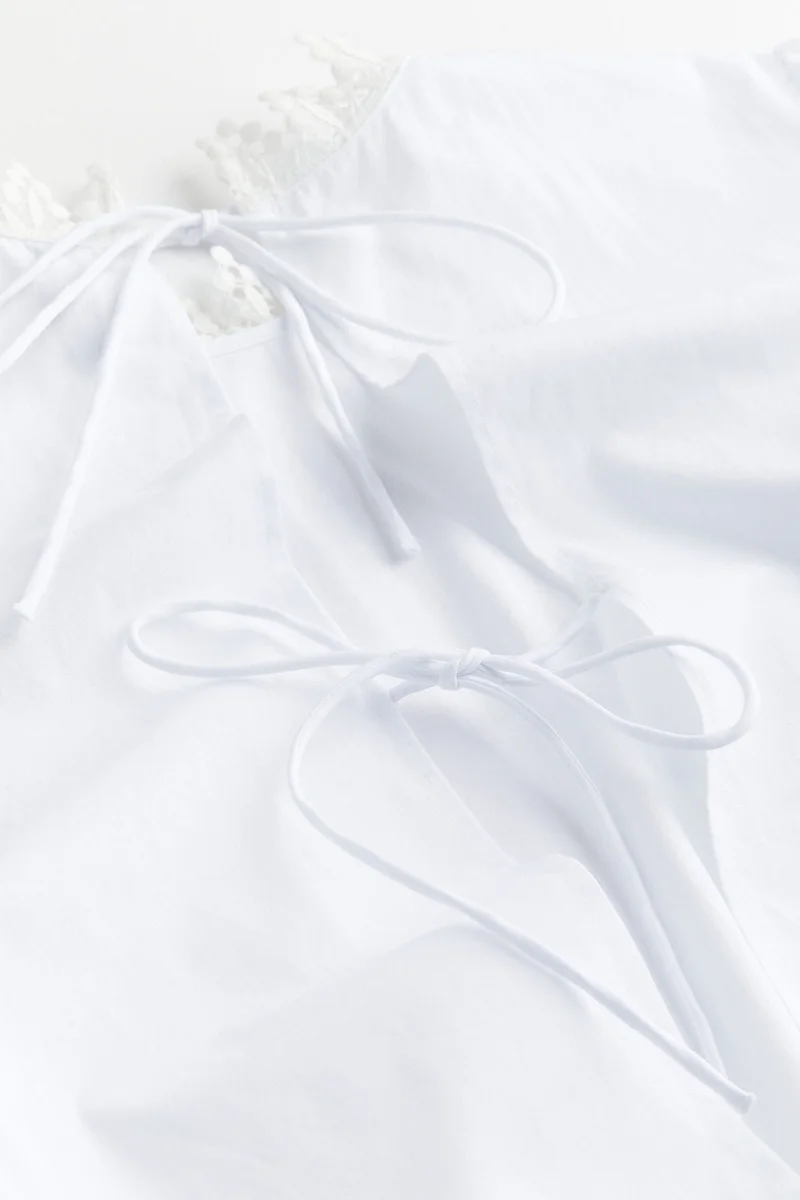 اتش اند ام Lace Trim Frill Sleeve Top