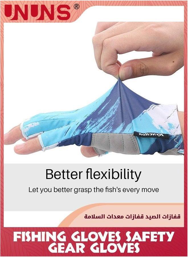 UNUNS Fishing Gloves,Fishing Fingerless Gloves For Men Women,UV Protection Sun Gloves,Breathable Non-Slip Wear-Resistant Gear Cycling Boating Surfing Hiking Kayaking-Blue M - Image 3