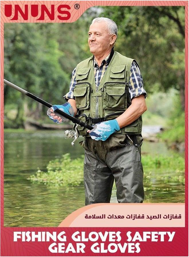 UNUNS Fishing Gloves,Fishing Fingerless Gloves For Men Women,UV Protection Sun Gloves,Breathable Non-Slip Wear-Resistant Gear Cycling Boating Surfing Hiking Kayaking-Blue M - Image 5