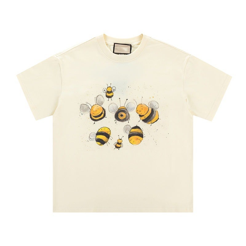 Cat With Backpack Cute Pattern Summer Casual New Short-Sleeved Top Street Style Cartoon Ins Round Neck T-Shirt - Image 1
