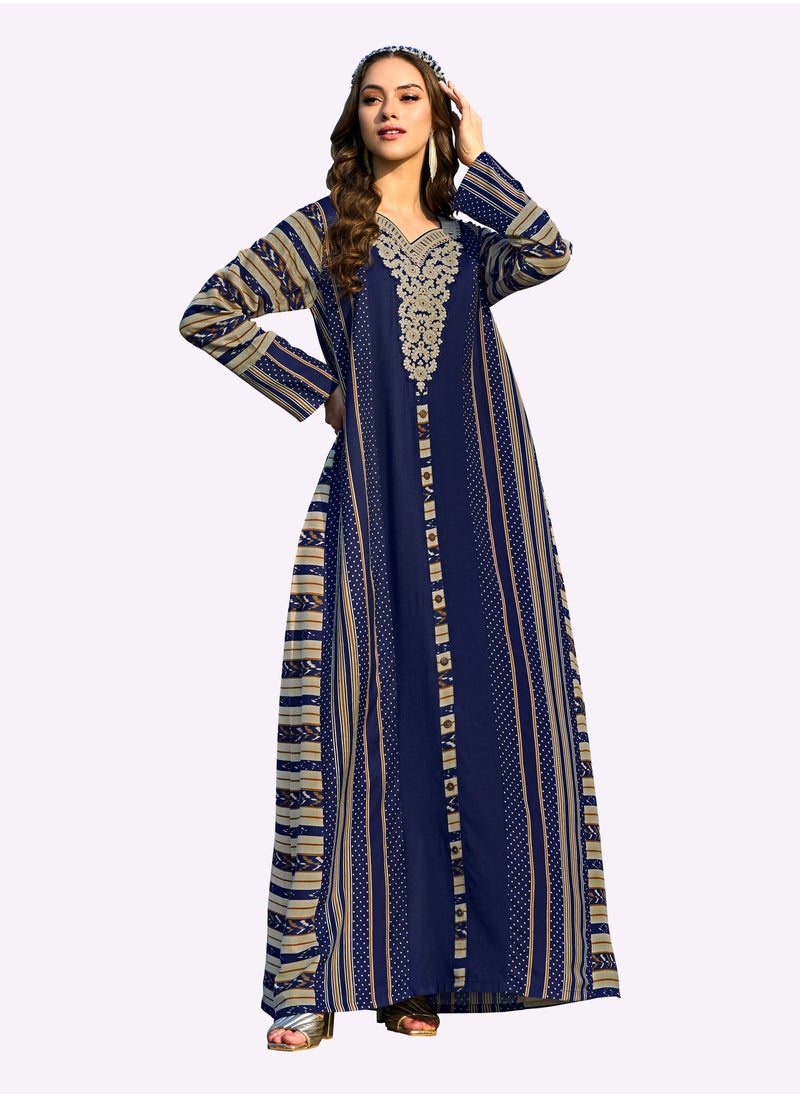 Sara Arabia - Sara Arabia Dot and Line Jalabiya - Image 1