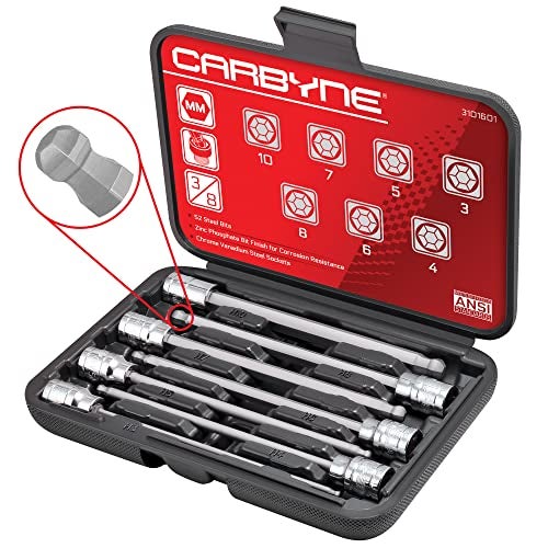 CARBYNE 7-Piece Metric Ball End Extra Long Hex (Allen) Bit Socket Set, 3mm - 10mm Sizes, 3/8 in. Drive, S2 Steel Bits, CrV Sockets • From a Family-Run Tool Company Based in the U.S.A. - Image 1