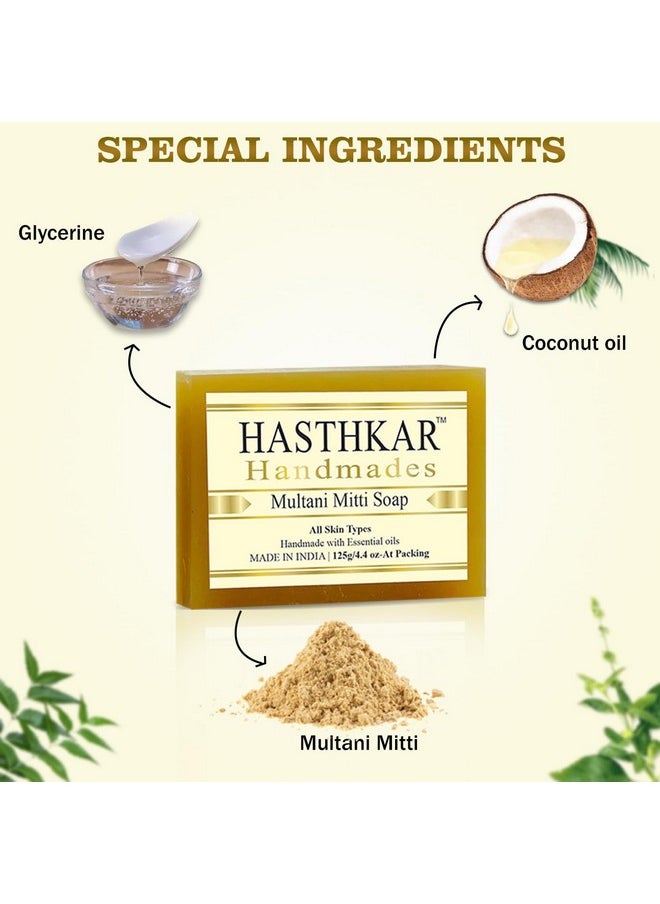 byPurenaturals - Hasthkar Handmades Glycerin Natural Multani Mitti Bathing Soap Bar For Deep Cleansing & Skin Nourishment For Men & Women 125Gm (Pack Of 4) - Image 1