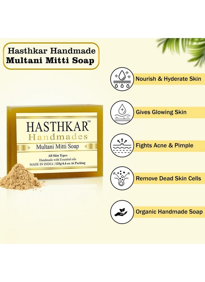 byPurenaturals - Hasthkar Handmades Glycerin Natural Multani Mitti Bathing Soap Bar For Deep Cleansing & Skin Nourishment For Men & Women 125Gm (Pack Of 4) - Image 1