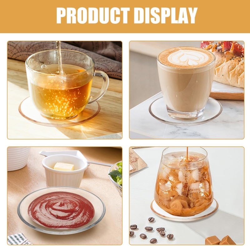 2pcs Glass Tea Saucers 12x12cm Small round Plates for Snacks Dessert Fruit Serving Glass Plates Set for Home and Outdoor Use - Image 3