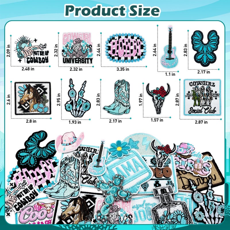 Yaveron 23PCS Western Iron On Patches Cowgirl Cowboy Embroidered Patches for Trucker Hats Jackets Backpacks Jeans - Image 2