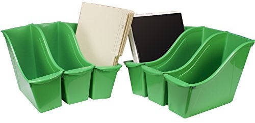 Storex Small Book Bin Interlocking Plastic Organizer for Home Office and Classroom Green 6Pack 71111C06C - Image 1