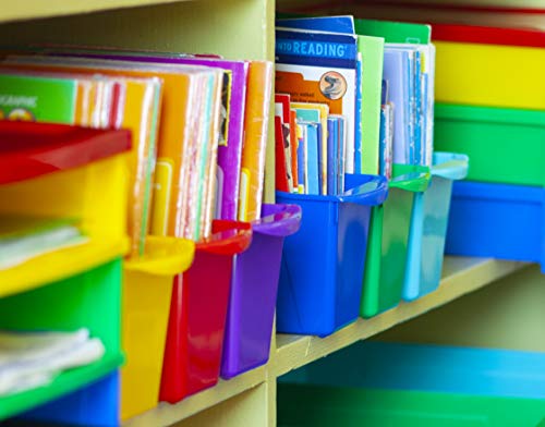 Storex Small Book Bin Interlocking Plastic Organizer for Home Office and Classroom Green 6Pack 71111C06C - Image 3