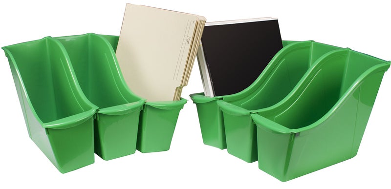 Storex Small Book Bin Interlocking Plastic Organizer for Home Office and Classroom Green 6Pack 71111C06C - Image 2