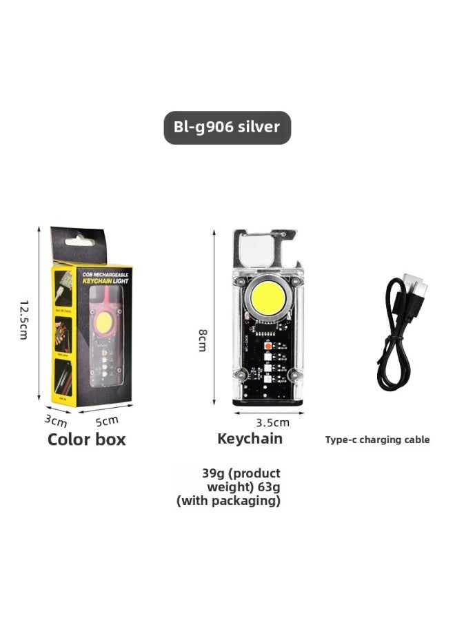 Generic Cob Keychain Light Outdoor Mountaineering Buckle Light Portable Camping Light Bottle Opener Multifunctional Emergency Bright Light 
