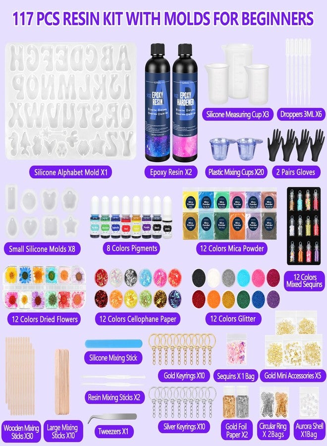 KISREL Epoxy Resin kit -18oz Clear Epoxy Resin with Silicone Alphabet Resin molds and Jewelry Making Kits, 2 Part Epoxy and Hardener for Casting Coating, Keychains, DIY Craft Decorations - Image 2