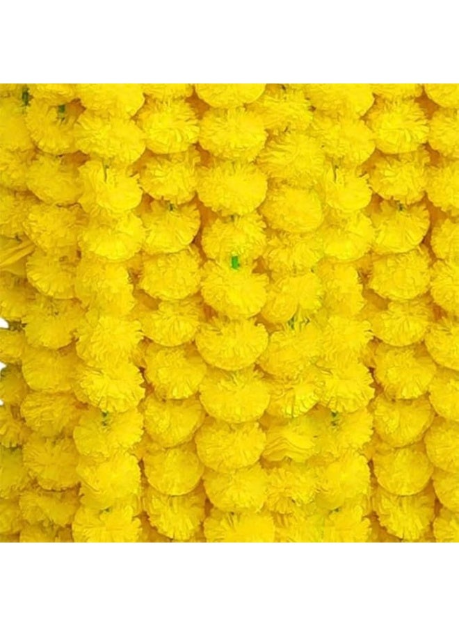 جيني مجموعة إكليل زهور القطيفة الصفراء الاصطناعية من جيني - 4 أقدام، إكليل زهور مزخرف لعيد ديوالي، والمعابد، وحفلات الزفاف الهندية، وتزيين المنازل - Image 1