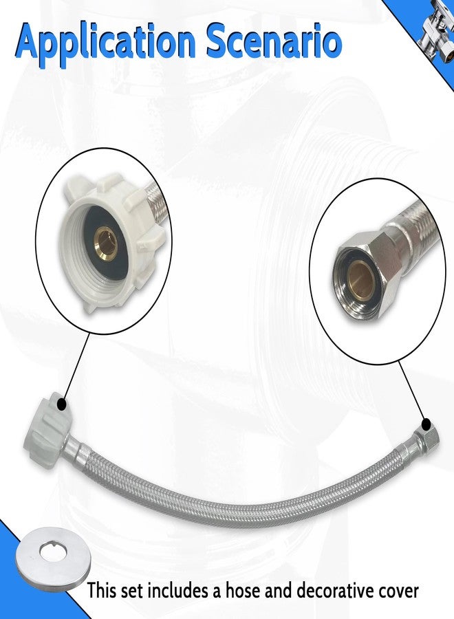 VINTEX Toilet Connector Plumbing kit，Complete Toilet Set Valve with 12" Long Stainless Steel Toilet Connector Hose，1/2 inch NOM Inlet x 3/8 inch OD Compression Outlet Angle Shut Off+Escutcheon Plate - Image 4