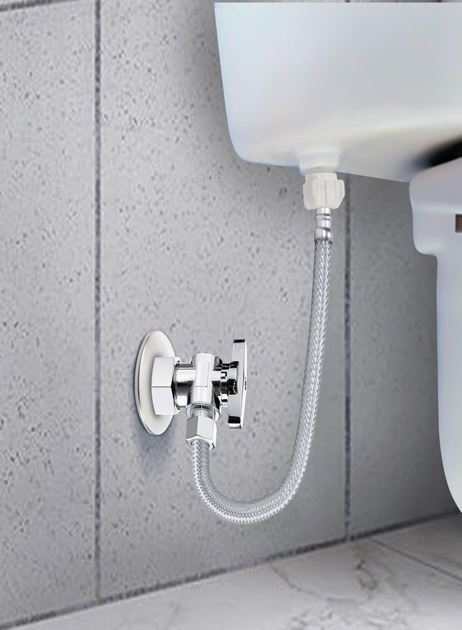 VINTEX Toilet Connector Plumbing kit，Complete Toilet Set Valve with 12" Long Stainless Steel Toilet Connector Hose，1/2 inch NOM Inlet x 3/8 inch OD Compression Outlet Angle Shut Off+Escutcheon Plate - Image 2