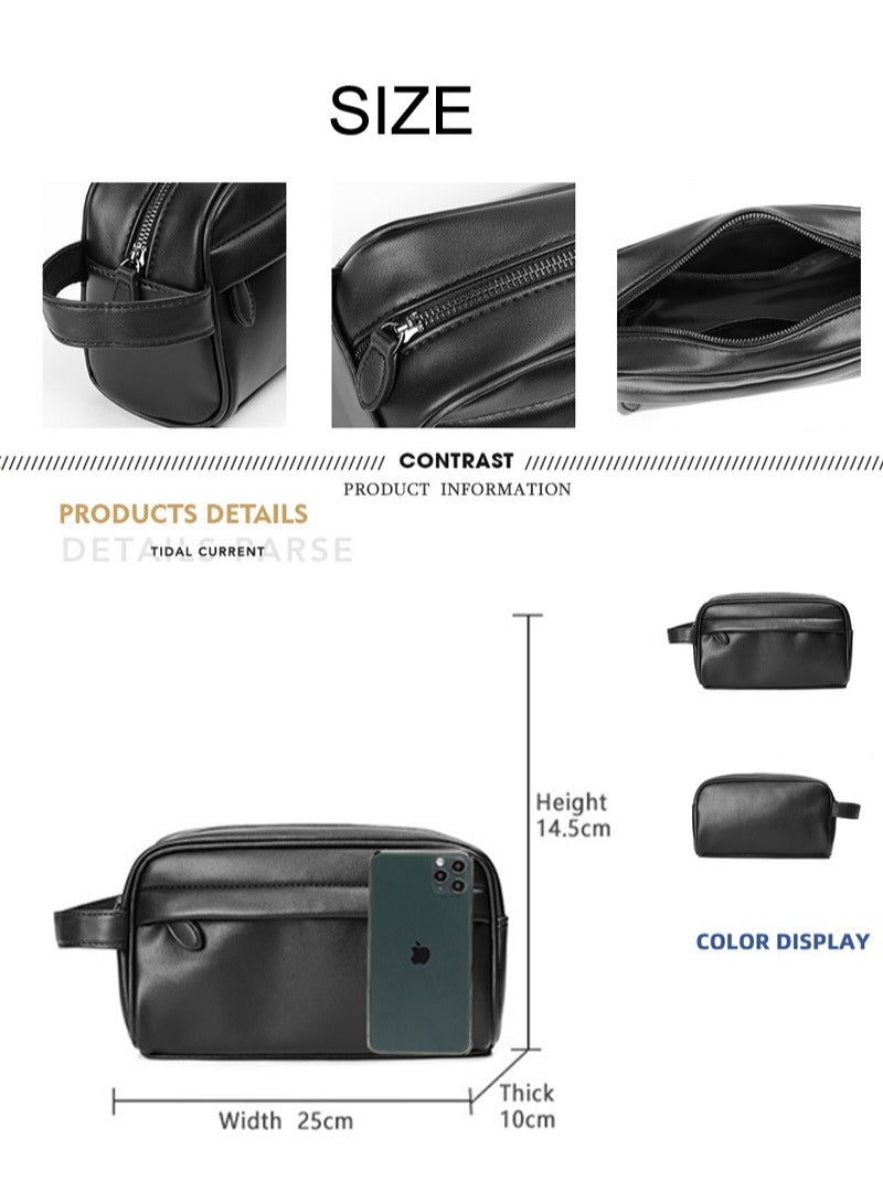 Men's Business Clutch Large Capacity Casual Washing Bag Clutch Wallet Black
