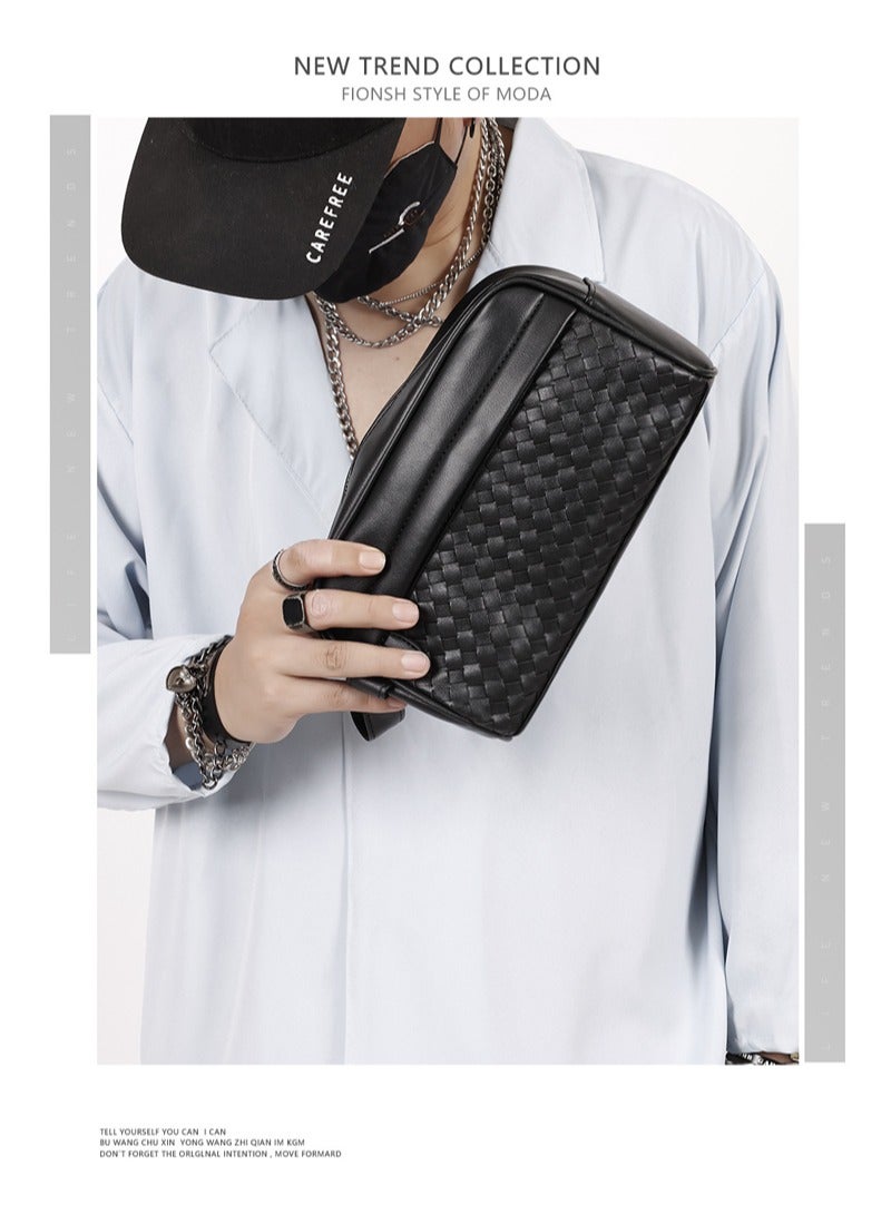 Men's Business Clutch Large Capacity Casual Washing Bag Clutch Wallet Black