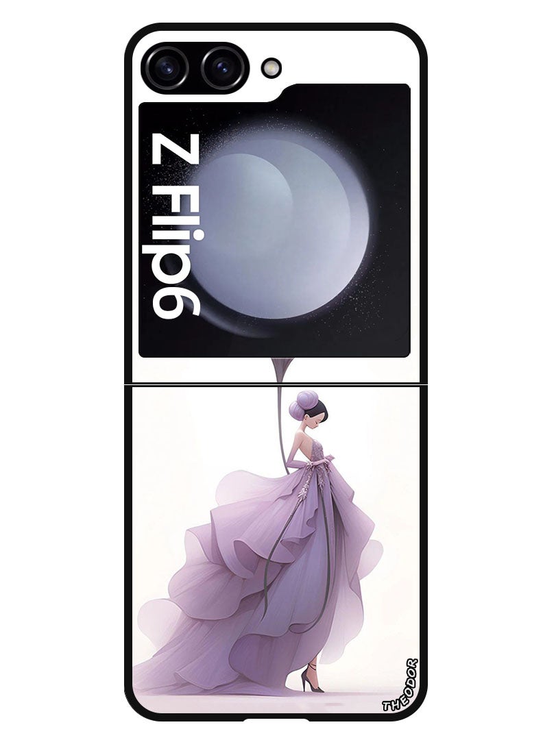 Theodor Protective Case Anti Scratch Shock Proof Bumper Cover For Samsung Galaxy Z Flip 6 Women Flower  - Image 1