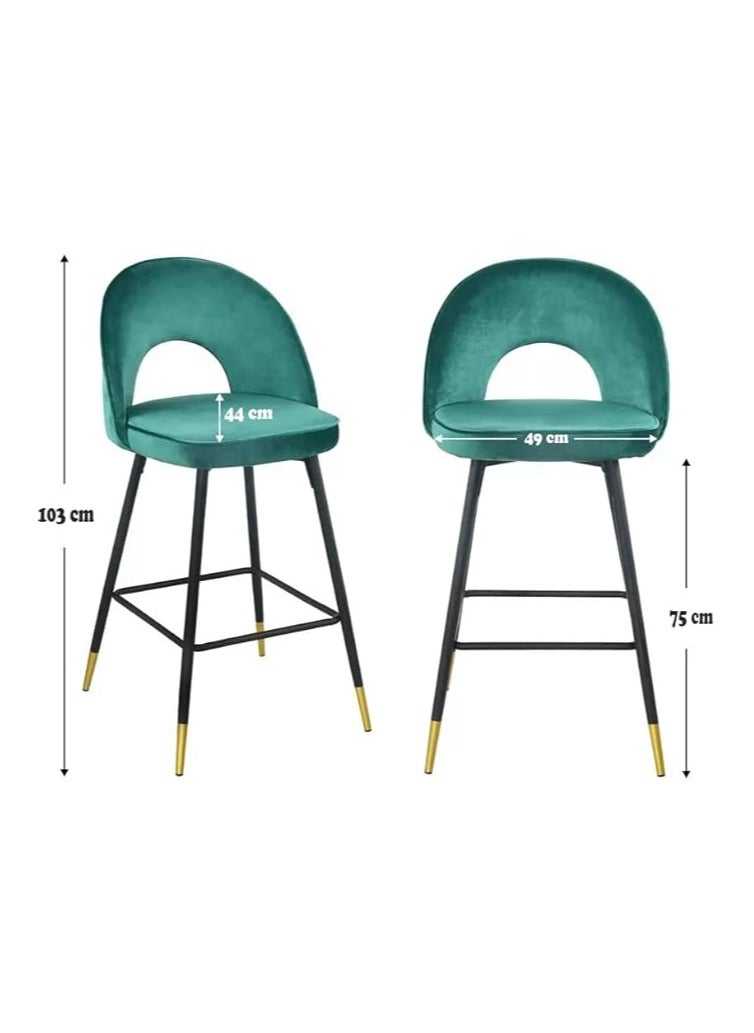 بوبينز هوم كرسي المطبخ Poppins HOME Bar Stool كرسي دائري ثلاثي الأبعاد بتصميم حديث مع قاعدة قوية (أزرق)  - Image 2