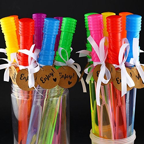 MAPIXO Bubble Wand, 28 Pack 14’’ Big Bubble Wands Bulk(7 Colors), Non-Toxic Smelless Bubble Toy for Kid Child Birthday Party Favor Wedding Summer Outdoor Pool Activity Bathroom Bath Toys - Image 5