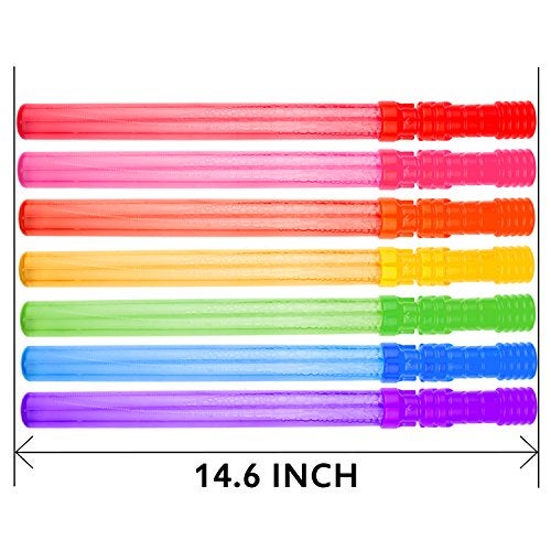 MAPIXO Bubble Wand, 28 Pack 14’’ Big Bubble Wands Bulk(7 Colors), Non-Toxic Smelless Bubble Toy for Kid Child Birthday Party Favor Wedding Summer Outdoor Pool Activity Bathroom Bath Toys - Image 4