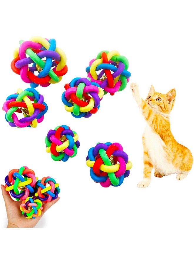 كرات مطاطية متعددة الألوان - 3 قطع من الكرات التفاعلية الملونة مع جرس، 3 أحجام من الألعاب المتحركة للكلاب والقطط التفاعلية - Image 1