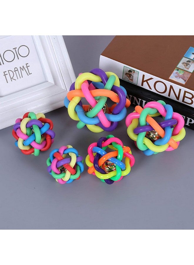 كرات مطاطية متعددة الألوان - 3 قطع من الكرات التفاعلية الملونة مع جرس، 3 أحجام من الألعاب المتحركة للكلاب والقطط التفاعلية - Image 3