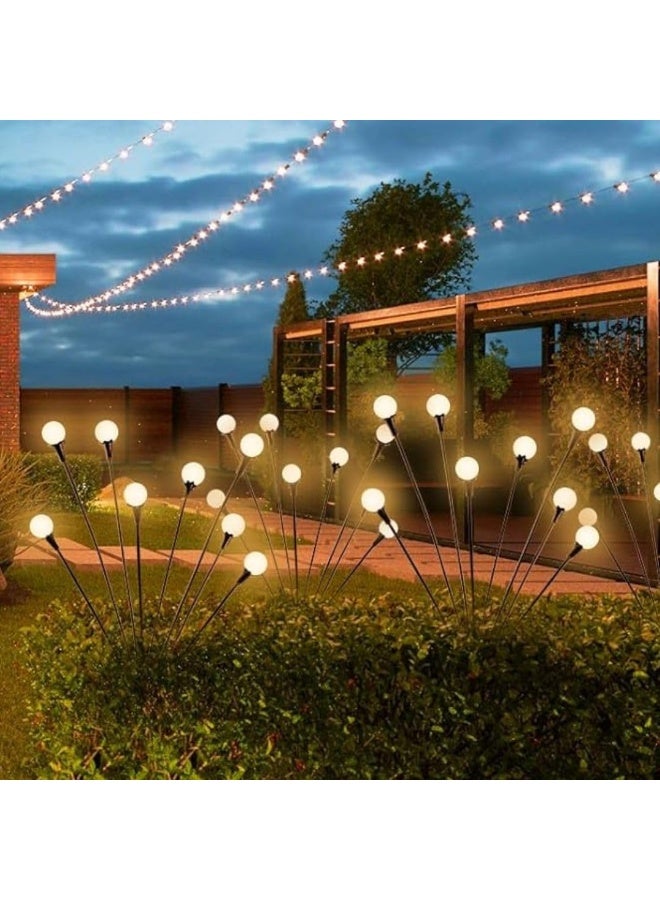 4 عبوات أضواء يراعات شمسية للحديقة، 32 مصباح LED مقاوم للماء، أضواء مناظر طبيعية خارجية متأرجحة، أبيض دافئ - Image 3