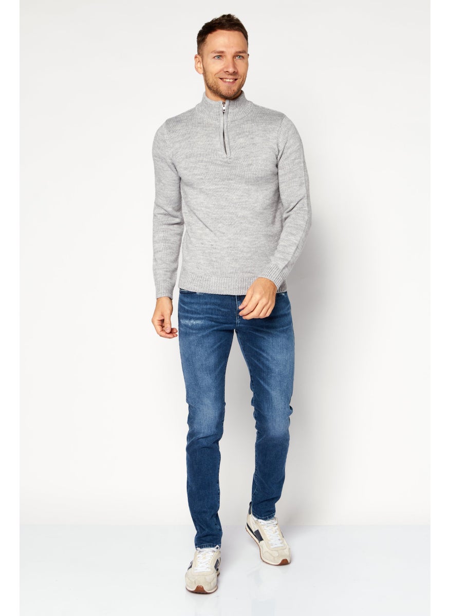 French Connection Men High Neck Knitted Long Sleeve Sweater, Grey  - Image 4