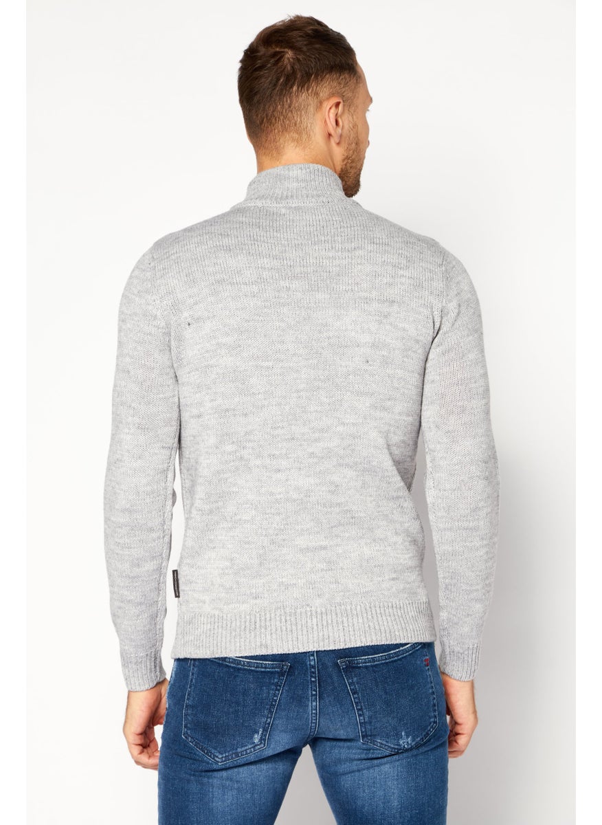 French Connection Men High Neck Knitted Long Sleeve Sweater, Grey  - Image 2