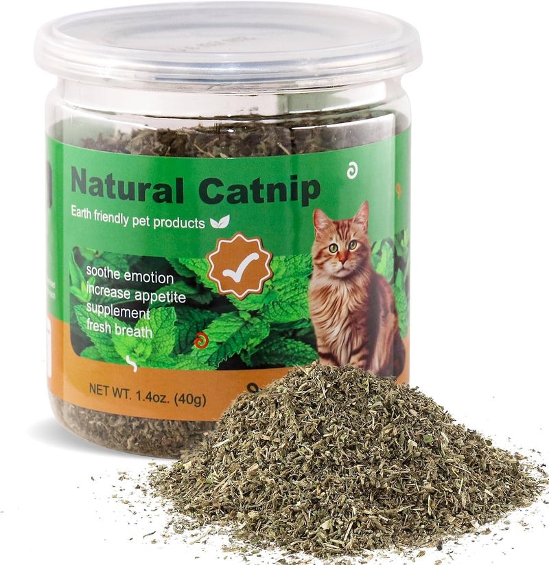 TZL Natural Dried Catnip, Premium Cat Nip for Indoor Cats, Use for Refillable Catnip Toys for Cat Play, Training 40g - Image 1