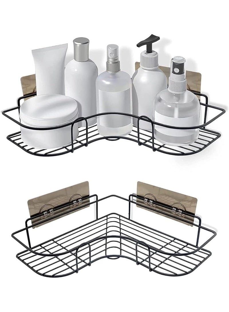Corner bathroom shelf, rust-resistant bathtub accessory organizer, adhesive basket storage rack, shampoo holder for wall organization - Image 2
