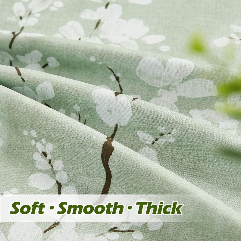 FMFUNCTEX 100% Blackout Sliding Door Curtains for Living Room  Green Floral Print Extra 100 Wide Window Curtain Panels for Sliding Glass Door  Thermal Insulated 1 Panel Grommet (White on Sage) - Image 5