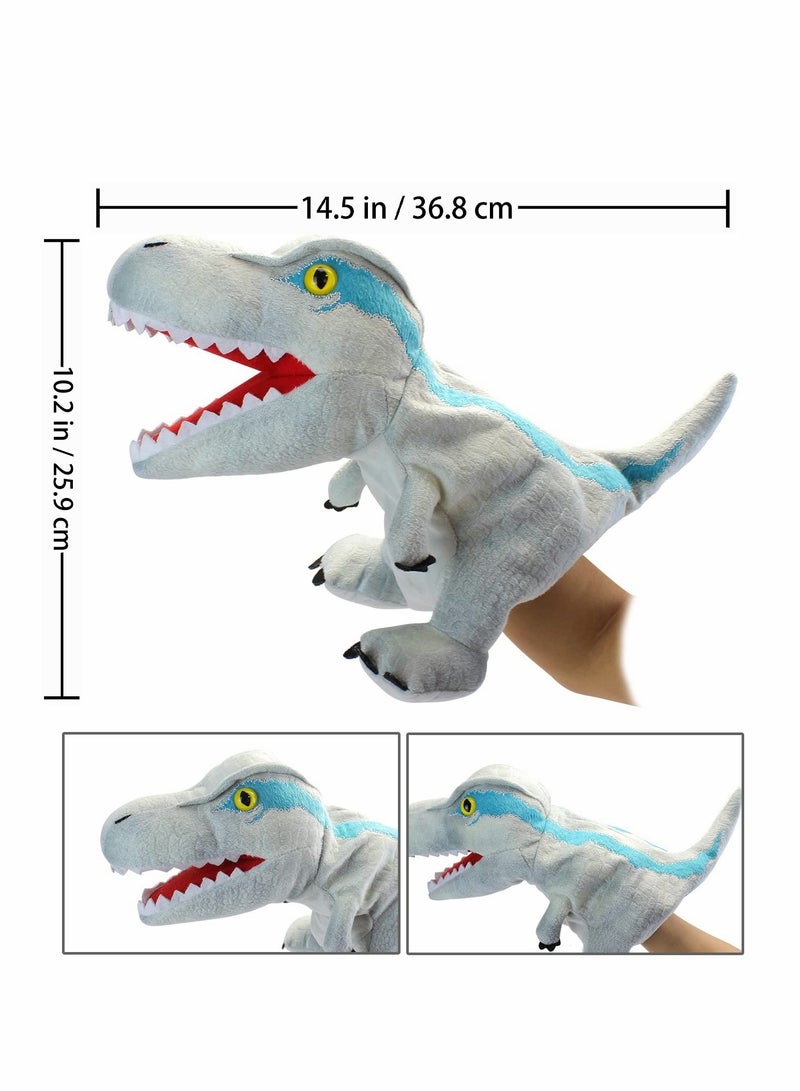 Cute Velociraptor Dinosaur Hand Puppet Plush Toy for Kids, Movable Mouth Finger Puppet, Perfect Birthday Gift for Creative Role Play - Image 2