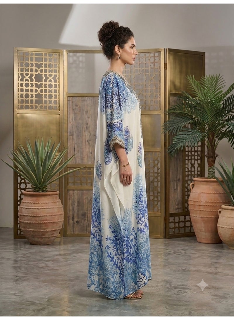 Alaya Women Floral Embroidered Chiffon Kaftan-AL3851A - Image 3