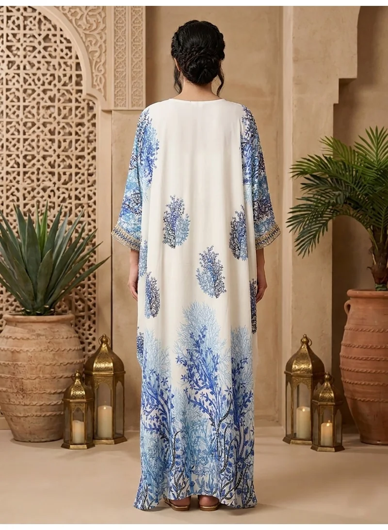Alaya Women Floral Embroidered Chiffon Kaftan-AL3851A