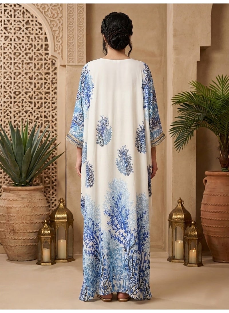 Alaya Women Floral Embroidered Chiffon Kaftan-AL3851A - Image 2