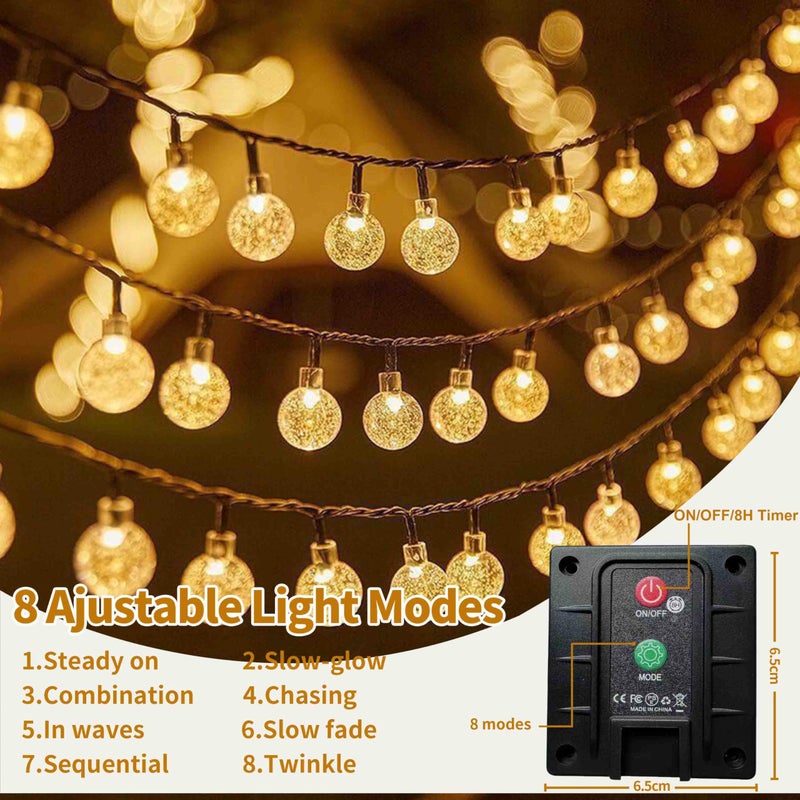Outdoor Solar Fairy Lights 6 5 m 30 LED Fairy Lights 8 Modes 8H Timer IP65 Waterproof Balls Fairy Lights Outdoor Solar for Garden Balcony Decoration Patios Christmas Weddings Parties - Image 1
