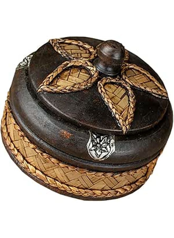 Handmade Thai Solid Wood Ashtray With Lid Vintage Decorative For Home Office Cafe - Image 1