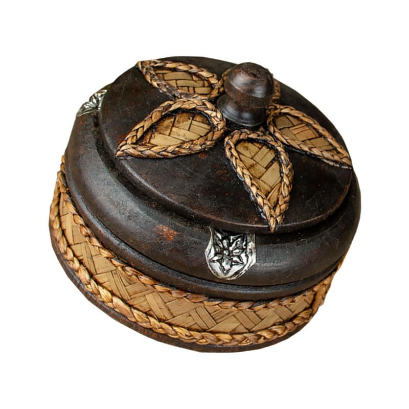 Handmade Thai Solid Wood Ashtray With Lid Vintage Decorative For Home Office Cafe - Image 2