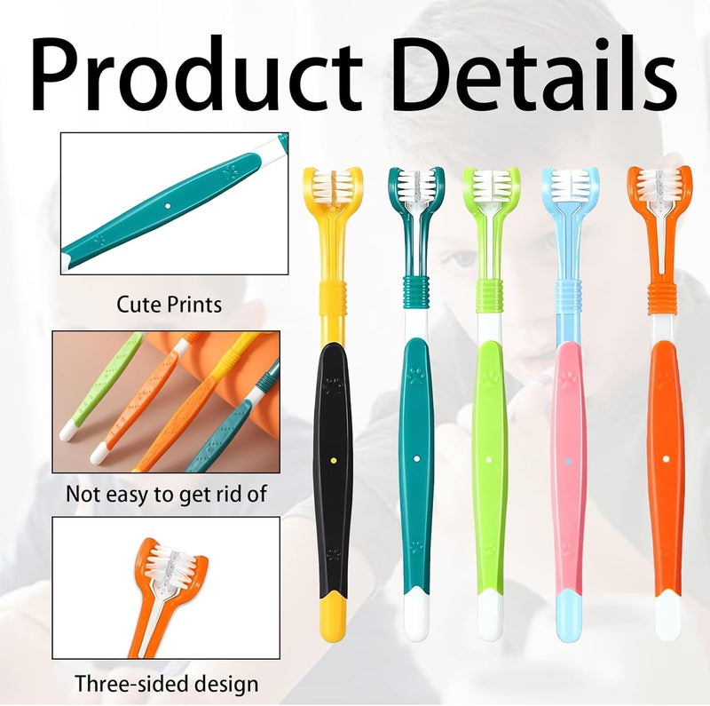 Vierone 5Pcs Autism Toothbrush 3 Sided Toothbrush Kids Adult Colorful Oral Cleaning Soft Bristle Toothbrushes Teeth Wrap Around Travel Toothbrushes - Image 3