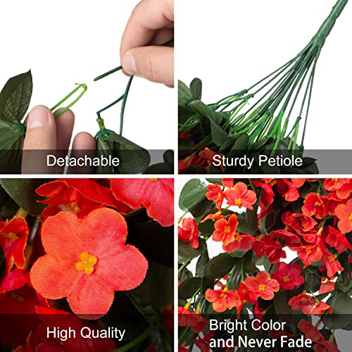 HyeFlora Artificial Fake Fall Hanging Flowers Plants for Outdoor Outside, 2PCS Faux Silk Orange Daisy Mums Trailing Vines UV Resistant Realistic Orchid for Autumn Front Door Porch Planter Patio Garden - Image 5