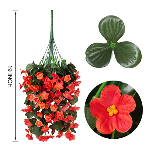 HyeFlora Artificial Fake Fall Hanging Flowers Plants for Outdoor Outside, 2PCS Faux Silk Orange Daisy Mums Trailing Vines UV Resistant Realistic Orchid for Autumn Front Door Porch Planter Patio Garden - Image 4