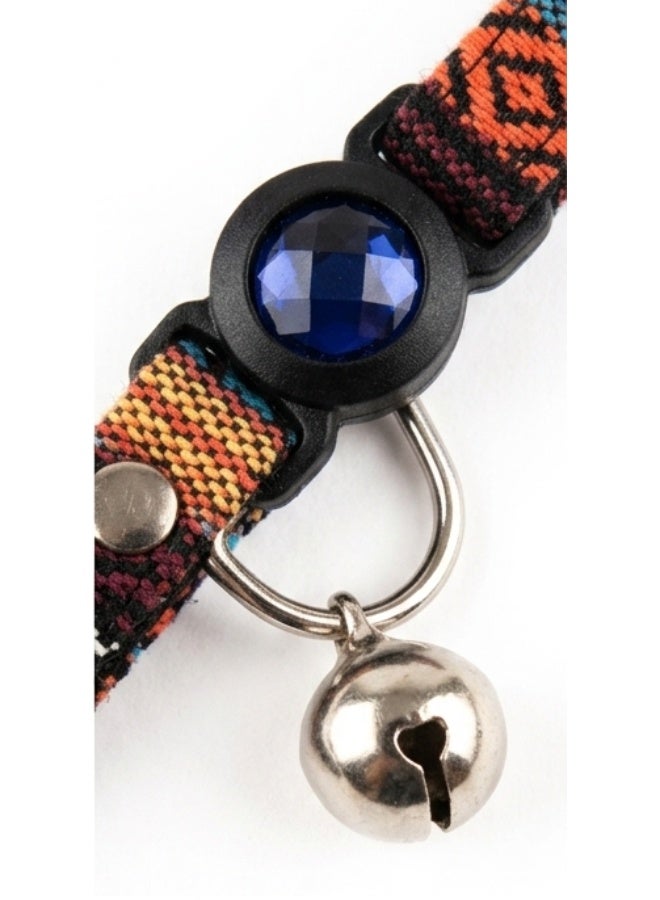 Daiso Cat Collar with Bell – Black Braid Multi-colored Adjustable Soft Nylon Pet Collar for Cats & Small Pets - Image 3