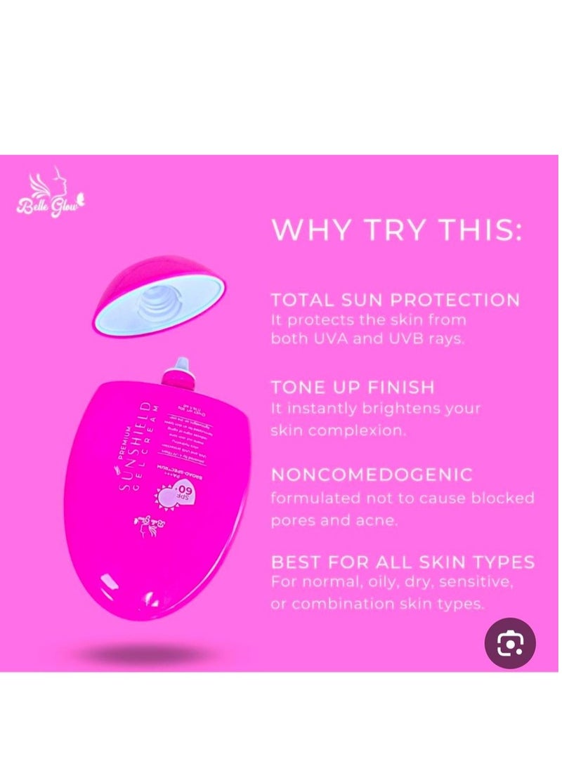 Belle Glow Premium sunshield Gel Cream SPF 60+ 50g - Image 2