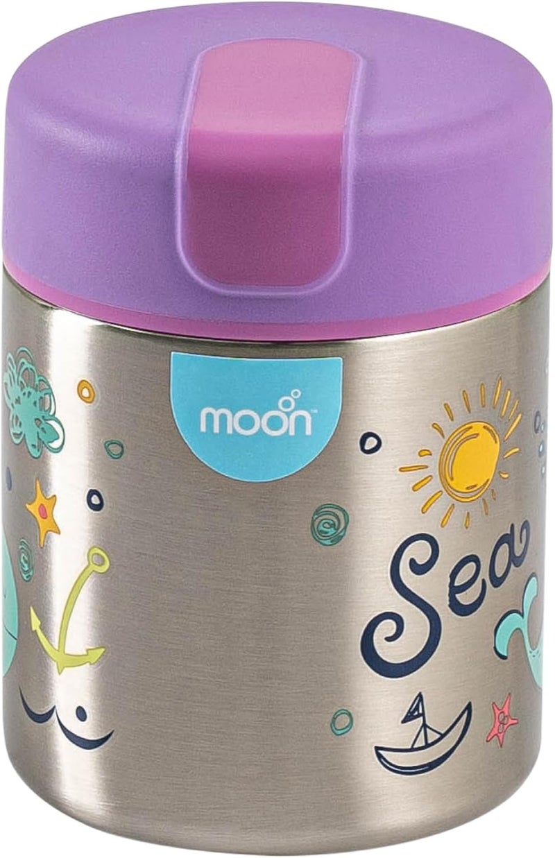 The Moon brand وعاء الطعام الحراري الفولاذي المقاوم للصدأ مزدوج الجدران من ماركة "ذا مون" سعة 10 أونصات - زجاجة حرارية معزولة بفم واسع وغطاء قابل للقفل - مثالي لصندوق الغداء والسفر - سعة كبيرة - خالٍ من مادة BPA - سهل التعبئة والتخزين - لون أرجواني - Image 1