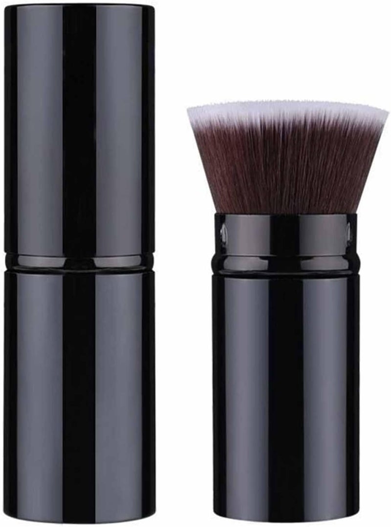Retractable Makeup Brushes Travel Kabuki Powder Foundation Brush Portable Face Liquid Foundation Sunscreen Brush with Cover for Blending Liquid BronzerCream or Flawless Powder Cosmetics